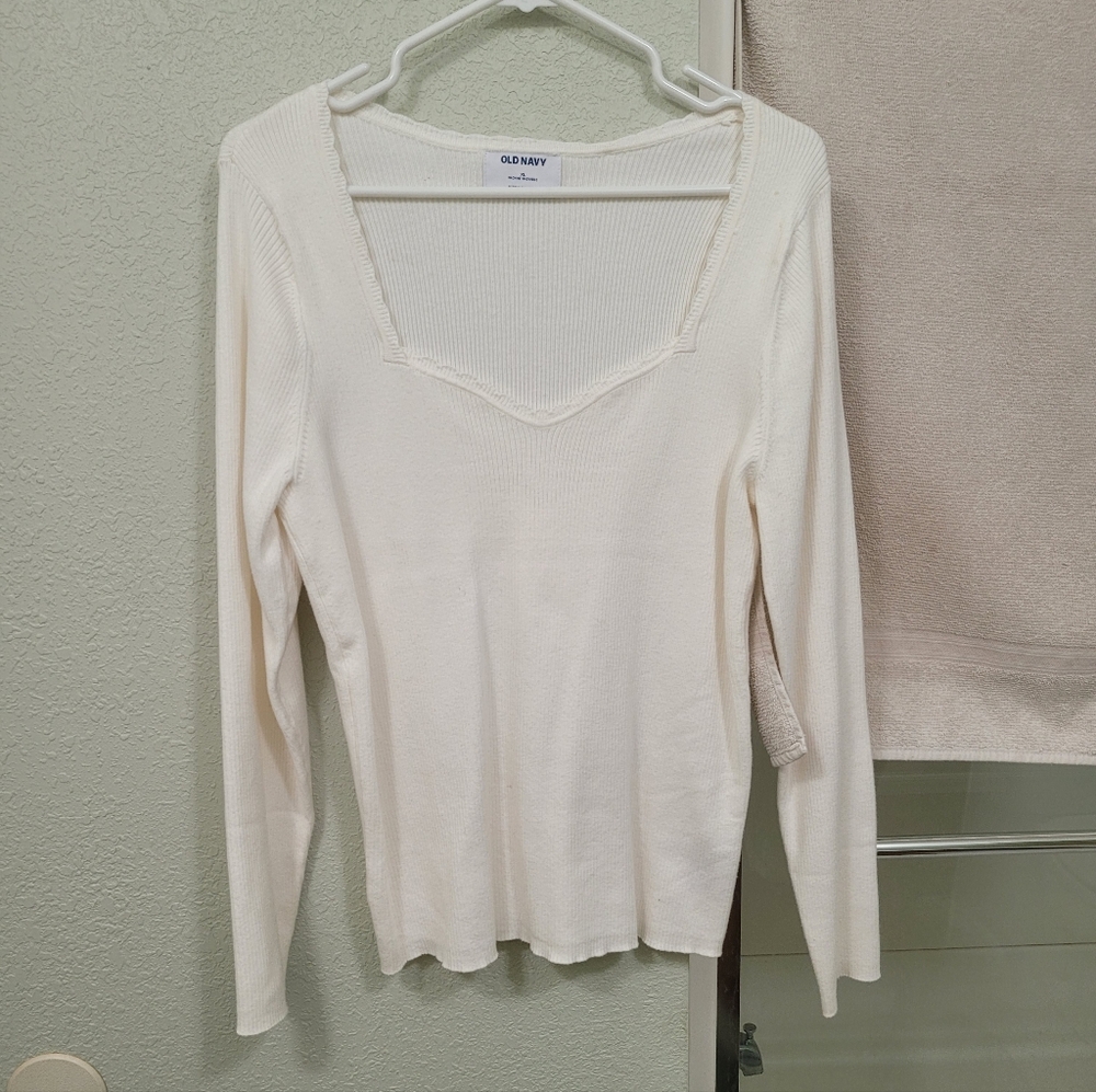 Old Navy Women's White Long Sleeve Top